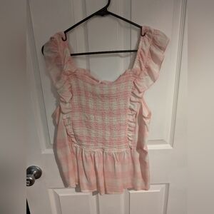 Old Navy Ruffled Tank Pink Checked Sz XL
